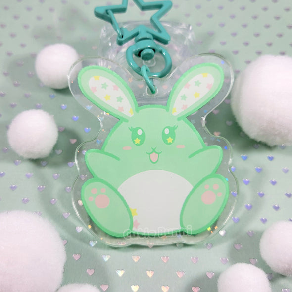 Starry Mint Bunni Acrylic Charm Keychain