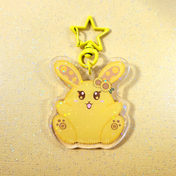 Sunflower Bunni Acrylic Charm Keychain