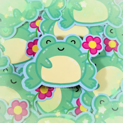 Froggie Flower Vinyl Sticker
